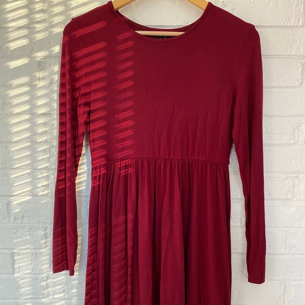 Plain red midi dress for girls